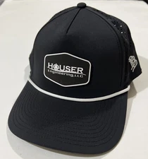 Branded Bills Golf Hat Cap 5 Panel Black/White Rope SnapBack Houser Engineering