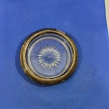 Vintage Leonard Crystal and Silver Plate Coaster Trinket Dish