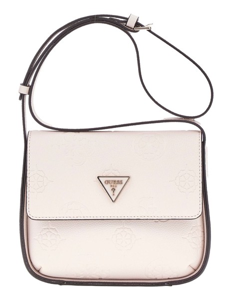 Guess Keandra Crossbody Flap UmhäNgetasche Tasche Stone Logo Creme Neu-image