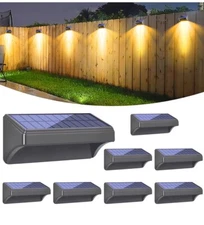 Solar Fence Lights, Outdoor Waterproof Warm White & Color Glow LED, Solar Out...