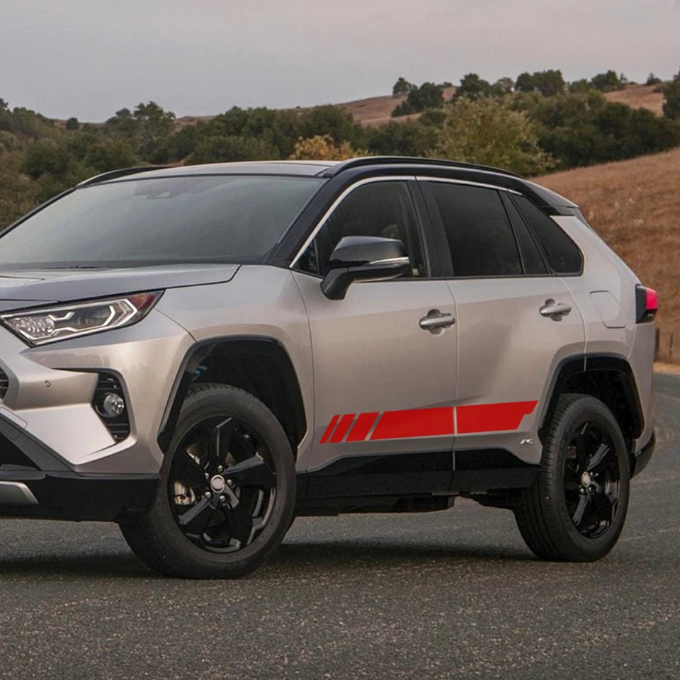 Calcomanía gráfica de vinilo moderno diseño puerta pegatina lateral a rayas para TOYOTA RAV4 XLE Foto 2 de 4