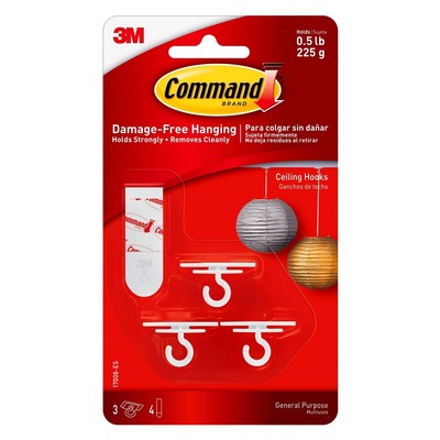 3M Command [Removable]: Party Ceiling Hooks [3 hooks/pack] (White