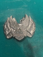 VINTAGE BARON HARLEY-DAVIDSON MOTOR CYCLES BELT BUCKLE EAGLE 1983 WINGS SPREAD