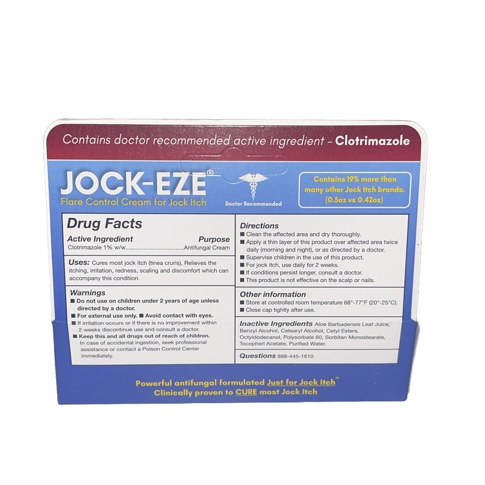 JOCKEZE Flare Control Cream for Jock Itch Antifungal Cream 0.5oz Exp