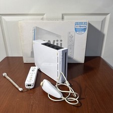 Nintendo Wii RVL-001 White Console With Power Cable, AV Cable, Sensor Bar Read