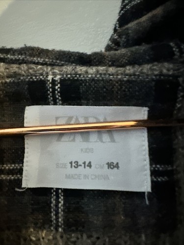 Zara Kids wool blend button front chunky speckled Hood cardigan Tan size 13-14 - Picture 3 of 8