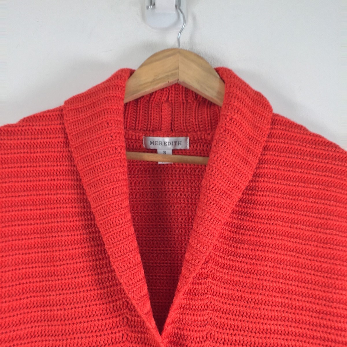 Meredith womens knit cardigan size S red merino wool blend