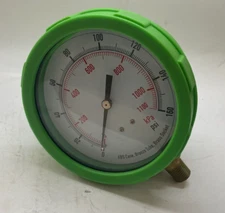 4" Pressure Gauge (0-160 psi) Green Color ABS Case - 1/4" NPT Lower -