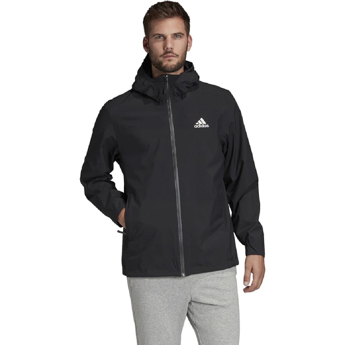 Adidas Basic 3 Stripes Rain Ready Jacket BLK FI0574/GRY