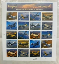 US Scott #3916-3925 American Advances in Aviation 37c Pane of 20 XF MNH