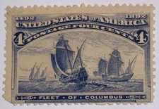 Travelstamps: 1893 US Stamps Scott #233 Fleet of Columbus, MOGH, see scans, mint