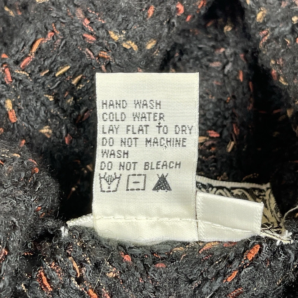 Suéter Curio Mujer Pequeño Negro Tejido Abierto Plumero Largo Cárdigan Chaleco Acogedor Informal Foto 4 de 4