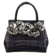 $4000 Nancy Gonzalez Crocodile Bag Flower Embellished Navy