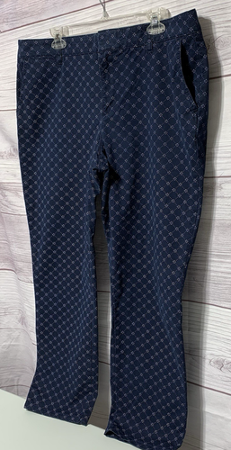 Tommy Hilfiger Navy White Baby Blue Print Women's Cotton Pant Size 16 EUC - Picture 5 of 24