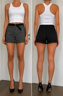 Short Diesel noir or SUTINS IT40 EU36 laine tweed fabriqué en Italie luxe - Photo 1/4
