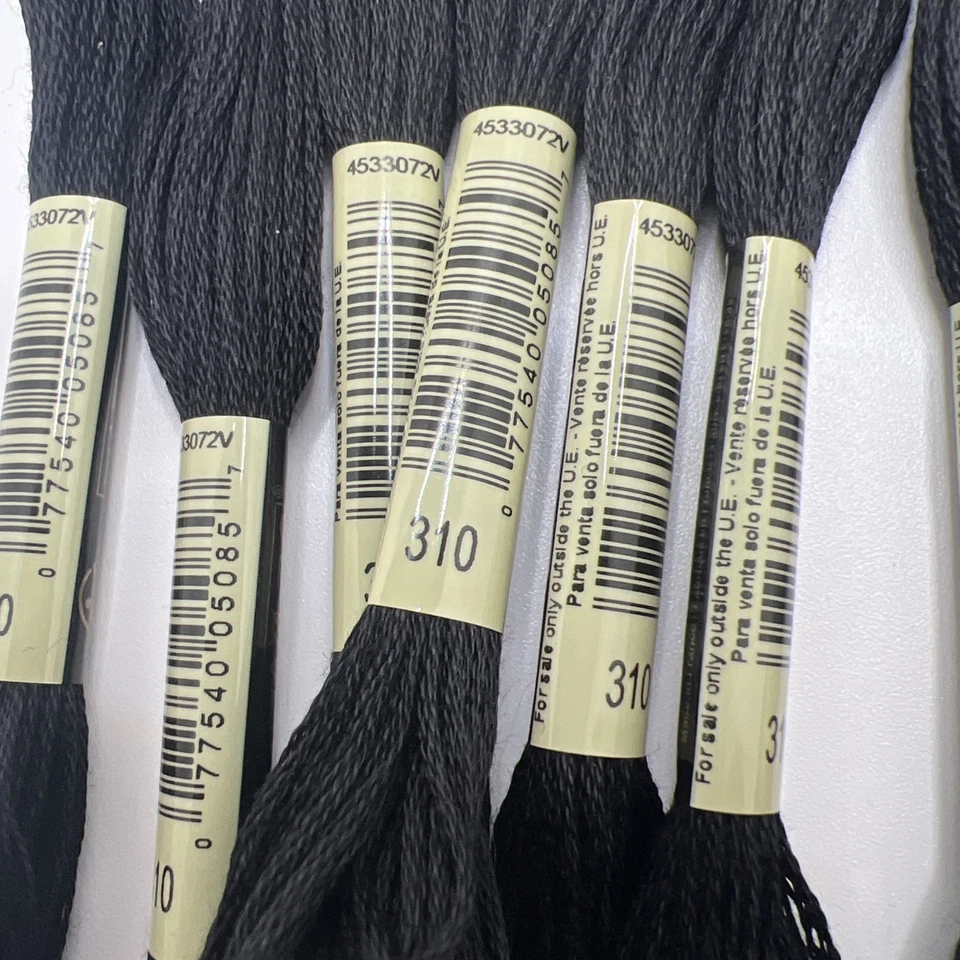 12 PACK - 310 BLACK Moline DMC 6-Strand Embroidery Cotton 8.7yd Brand New! - Image 2 of 3
