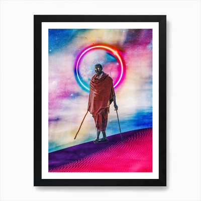 Afrofuturistische Collage Afrikanische Kunst Co Gerahmtes Wandbild Poster Leinwanddruck Bild
