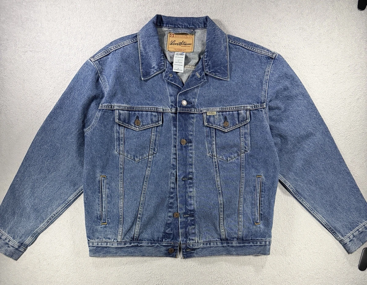 Veste Levi's Homme Vintage - Jean Denim Céleste - Taille L - Occasion Très Bon État - Fabriqué En Italie
