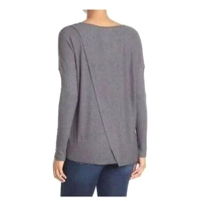 H By Bordeaux Cross Over Back Long Sleeve Top Heathered Licorice Large MSRP $58