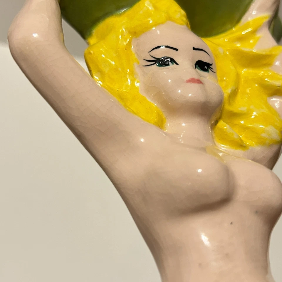 Jabonera colgante de pared de sirena de colección baratija cerámica MCM 1970 cocina pintada a mano Foto 4 de 4