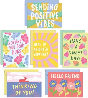 S&O Fun Thinking of You Cards W/ Envelopes Colorful Notes Pack of 24 Box Blank