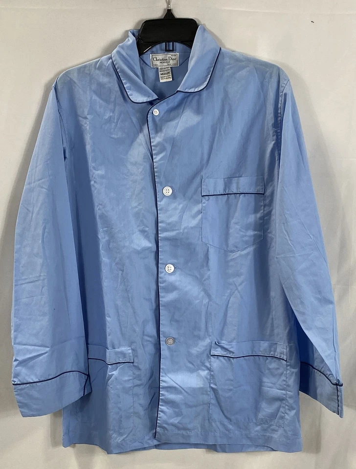 Conjunto de pijama vintage años 90 Christian Dior Monsieur azul pipa ropa de salón para hombre M Foto 2 de 4