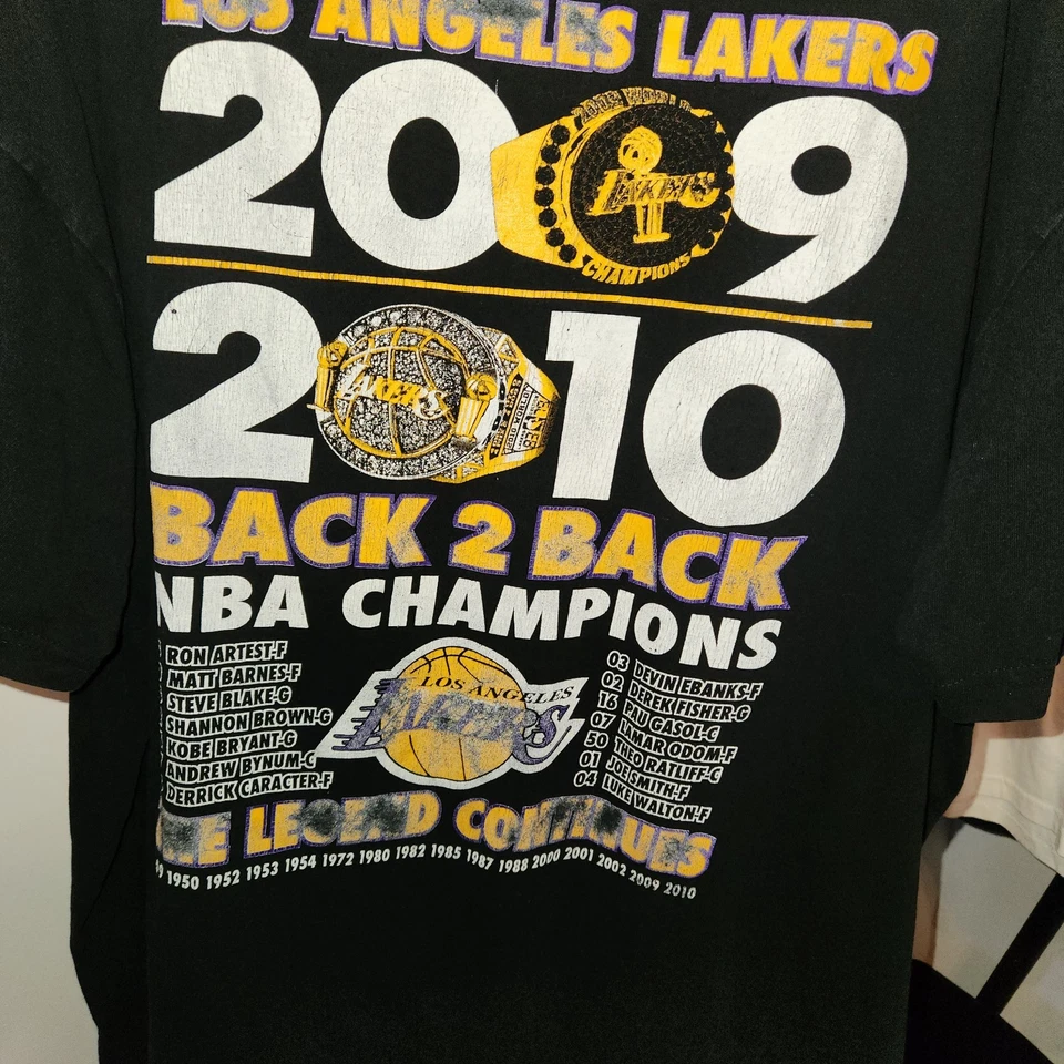 Los Angeles Lakers Back 2 Back Champions 2009-2010 Kobe Bryant T-Shirt Men 2XL - Image 4 of 4