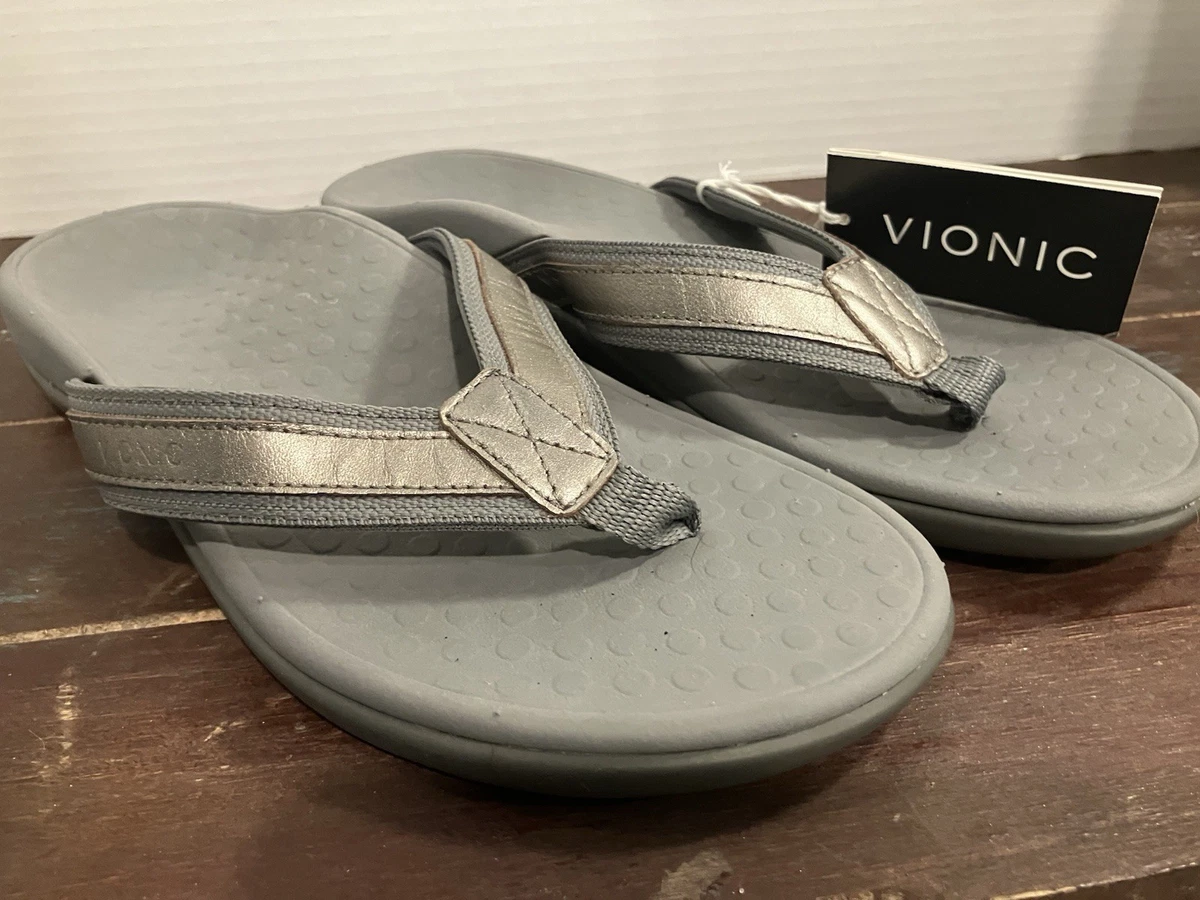 Vionic Wave Orthotic Flip Flops Gray Foam Bubble-Textured Vionic Gray Sandals for Women for sale | eBay main image 3