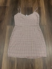 Urban Outfitters Brown Gingham Mini Dress Medium