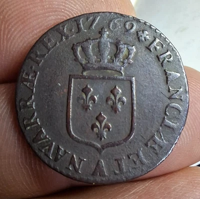France - Louis XV demi sol 1769 vieille tête cuivre Dy.1700 Gad.275 - Photo 1/2