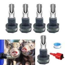 5PCS Stainless Steel Pig Nipple Waterer Automatic Leakproof Farm Kit