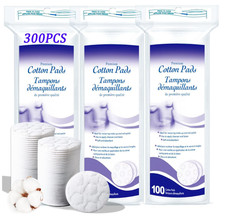 Premium Cotton Pads for Face, 300 Count Round Makeup 100 Pack of 3