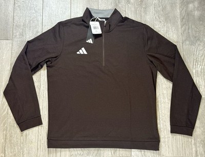 Adidas Elevated 1/4 Zip Pullover Mens Large Dark Brown Golf Sweatshirt NWT