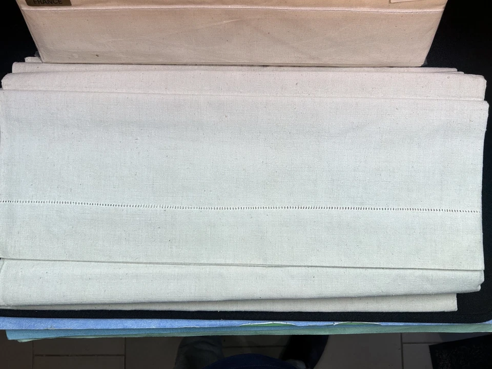 Lot de 2 draps anciens pur coton - Photo 2/3