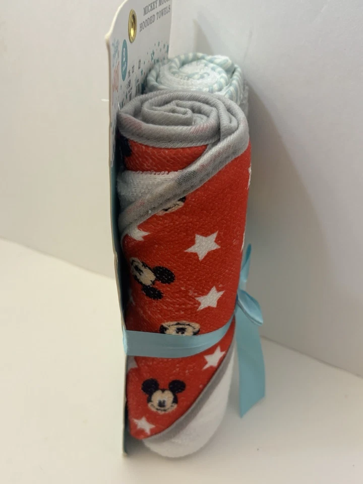 Disney Mickey Mouse Cudlie Paquete de 2 Toallas con Capucha Bebé 26" X 30" Regalos para Bebé Foto 3 de 4