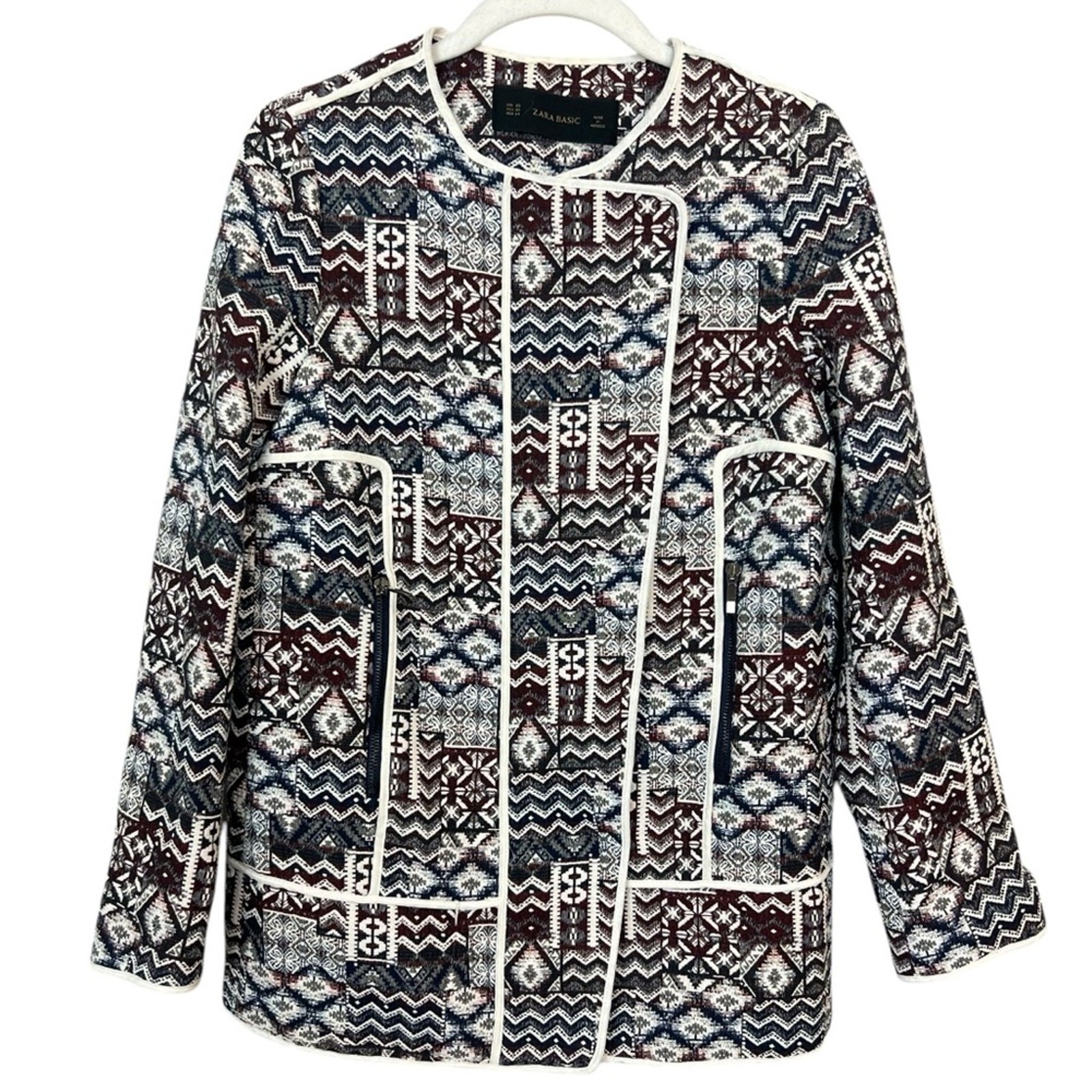 Zara Basic Patchwork Motorcycle Longline Blazer J… - image 1