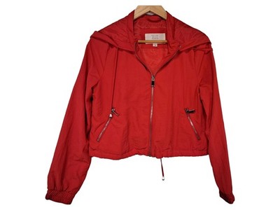 Pull&Bear Damen Windjacke Jacke mit Kapuze Rot Gr. 36, S