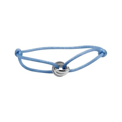 Trinity Kordelarmband Silber Edelstahl Ringe Damen Herren Verstellbar Hellblau
