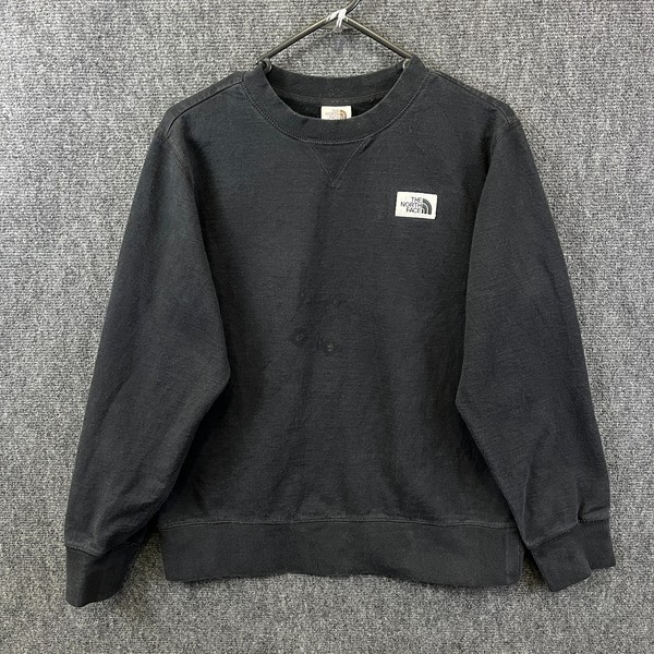 The North Face Heritage Patch Crew Womens Pullover Sweatshirt Black Fleece Sz M