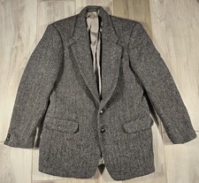 Vintage Harris Tweed Blazer Mens 40T Herringbone Wool Sport Coat Made USA