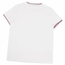 Moncler 2020 T Shirt Short Sleeve Patch Tops Mens XL White Used MOLO-0