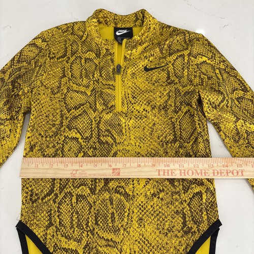 Nike Python Women's 1/4 Zip Bodysuit Swimsuit Athleisure YELLOW Snakeskin Size S - Picture 8 of 11