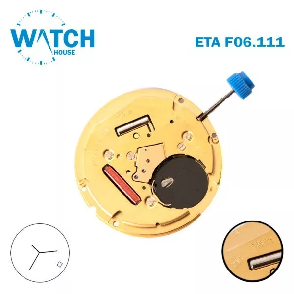 ETA F06.111 Swiss Quartz Movement White Date Disk at 4 3 Hands