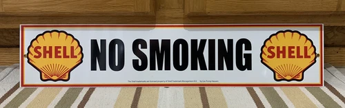 No Smoking Shell Gas Station Metal Sign Vintage Style Car Truck Oil Pump