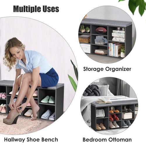 10Cube Shoe Storage Bench Hallway Shoe Rack Wooden Storage