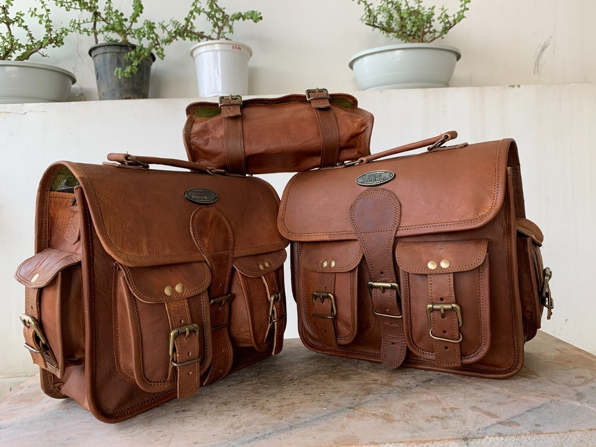 leather bag Side Motorcycle quality Leather Pouch bags Saddle (9
