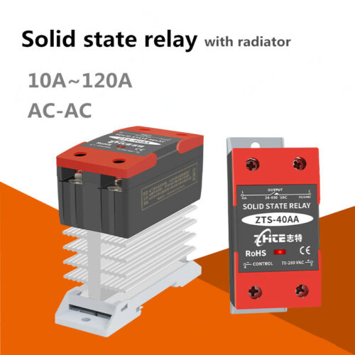 Solid state relay with radiator integrated SSR 10~120A AC-AC 70-280VAC/24-480VAC - Afbeelding 1 van 11