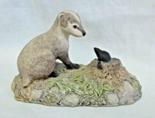 Young Badger Wildlife Handmade in Scotland by Border Fine Arts Signed:Ayers 1983