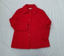Anthology Women's Single Breasted Red Pea Coat Size Uk 18/ Eu 46/us 14