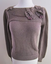 VINTAGE ANN WI UNUSUAL  PRETTY BEADED FLORAL THEME SWEATER, MUST SEE, SZ S/M